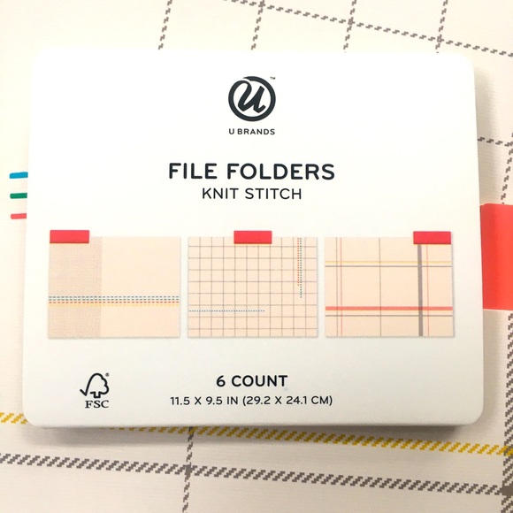 🌺4 Items 25🌺 U Brands File Folders - Set of 6 - Knit Stitch - NWT - Picture 2 of 9